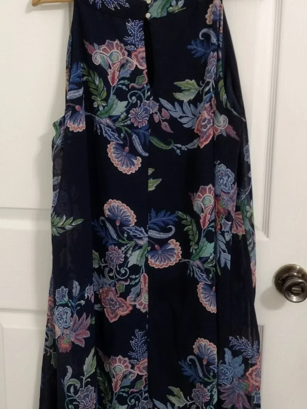 Sami & Jo Plus Floral Sleeveless Dress Women’s 2X Navy Sheer Overlay Boho - Picture 6 of 8